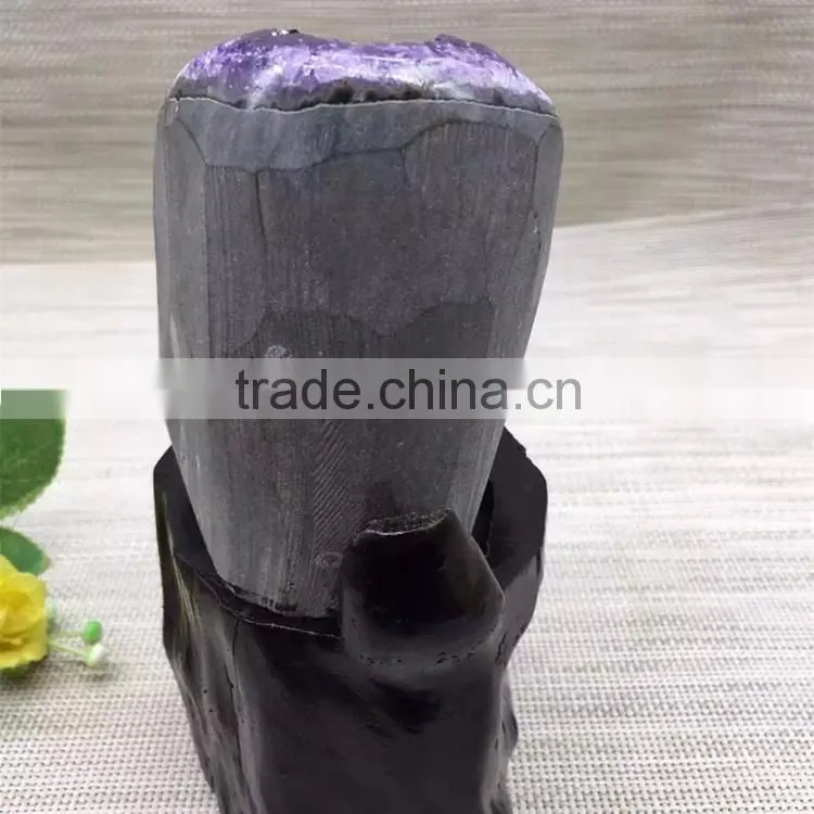 Natural Rock Dark Purple Amethyst Geodes Uruguay Crystal Ornaments On Sale