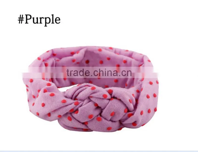 Children's hair European female baby knitting cross hair band cotton elastic headband hand knot of peace