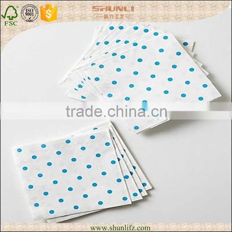 disposable blue square dot party paper napkin with OEM