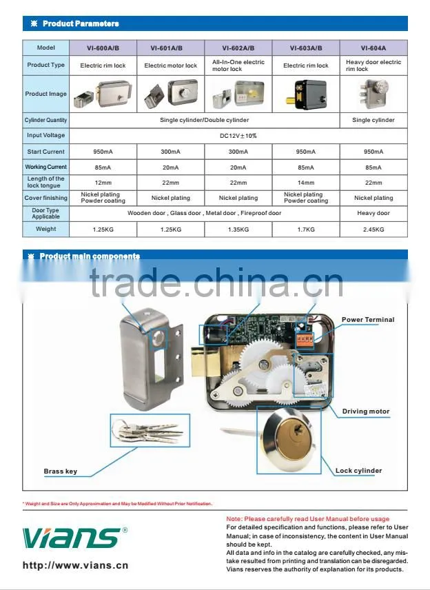 Intercom system powder electric rim lock for single door with lower power consumption