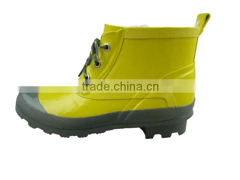 Yellow Lace-up Ankle Rubber Boots