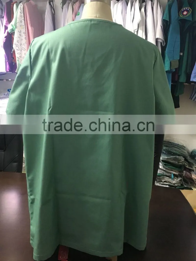 2016 HotSelling Fashion Style plain woven hospital use OEM/cheap medical polyester cotton short sleeve scrubs with high quality
