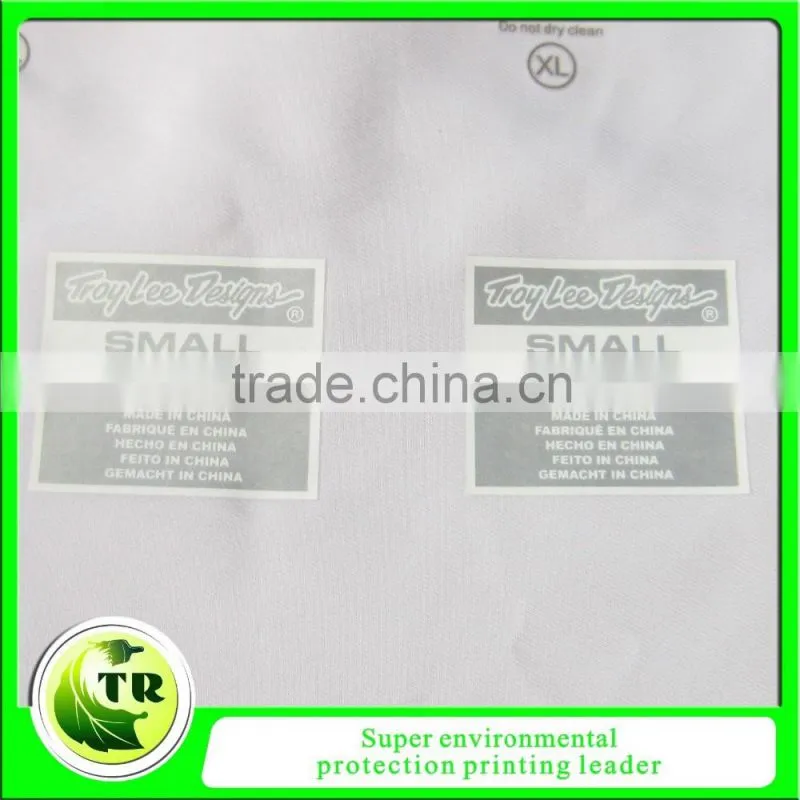 PET silicone heat transfer care label for clothing