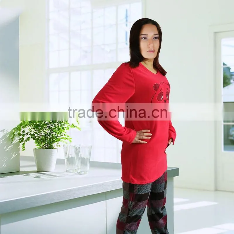 Kevince women polar fleece homewear pyjamas set knitting pajama MOQ1000 sets OEM factory directly