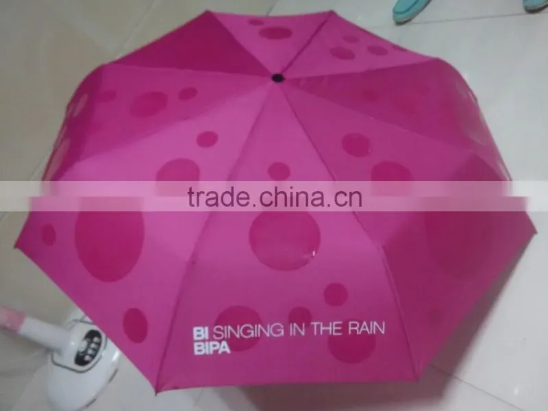 2016 magenta label watermark printing high quality automatic pocket umbrella