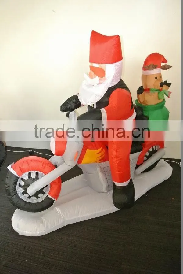 Christmas santa on motorcycle outdoor