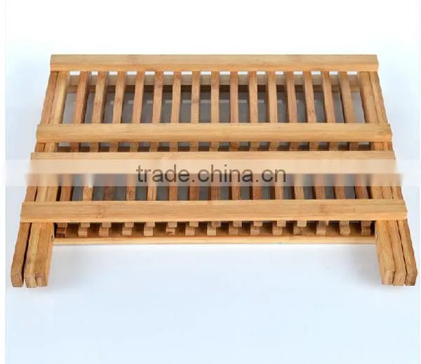 Bamboo Scissor Style Folding Dish Rack /Flatware Holder Set.