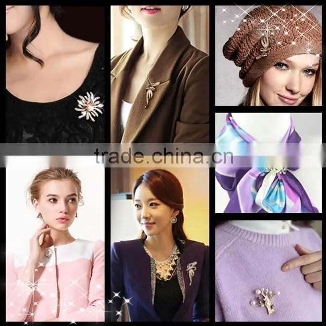 2015 New design! Elegant Crystal pearl Bling Rhinestone brooches
