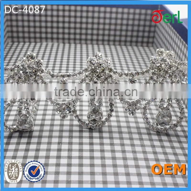 Clear Silver Crystal Glass Rhinestone Chain Sewing Banding Wedding Trims