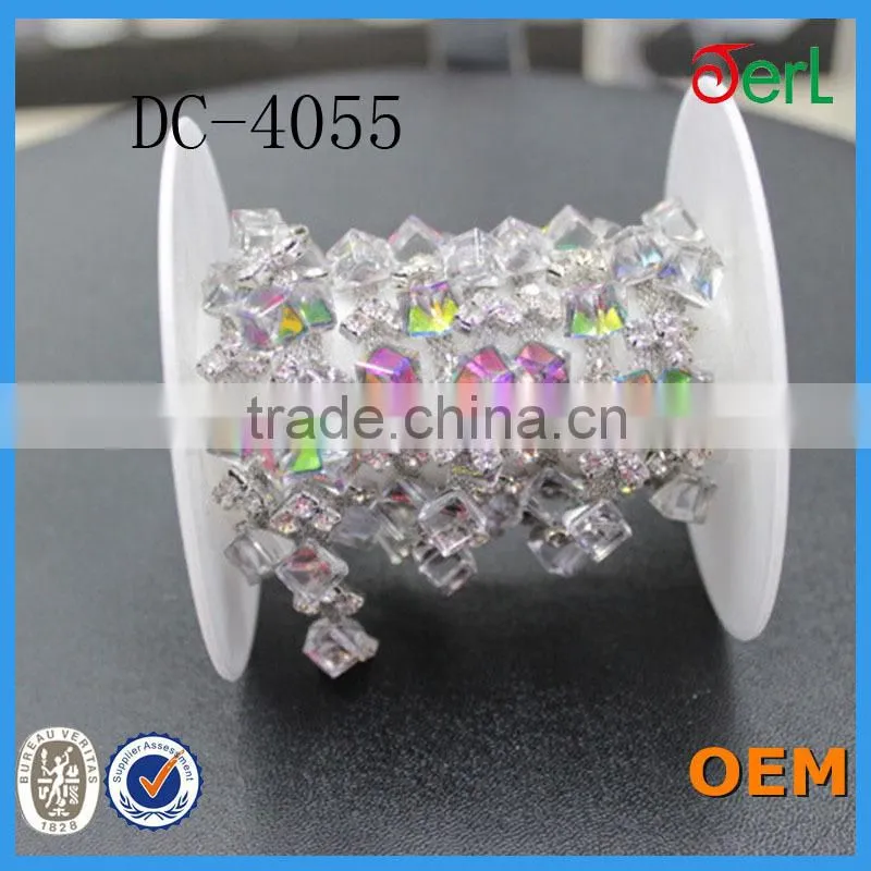 Fancy Resin Rhinestone Chain by Meter,Fashion decorative rhinestone chain triming