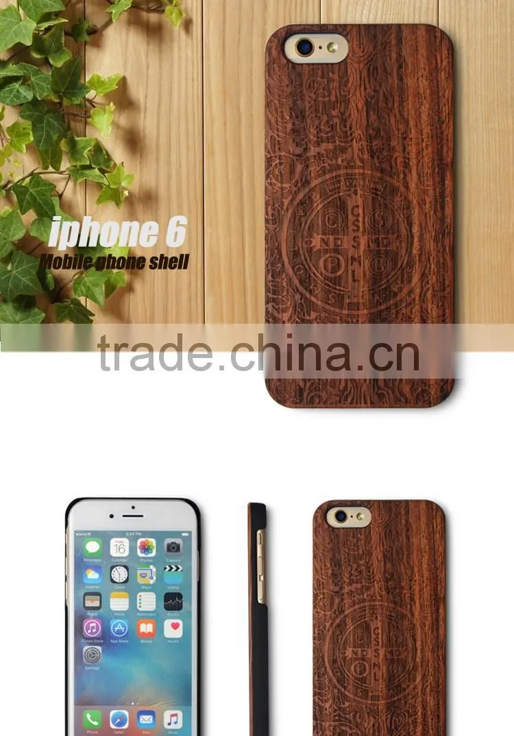 Luxury Hard Wooden Laser Logo Protective Phone Case Cover For Apple iPhone 6 6s Plus