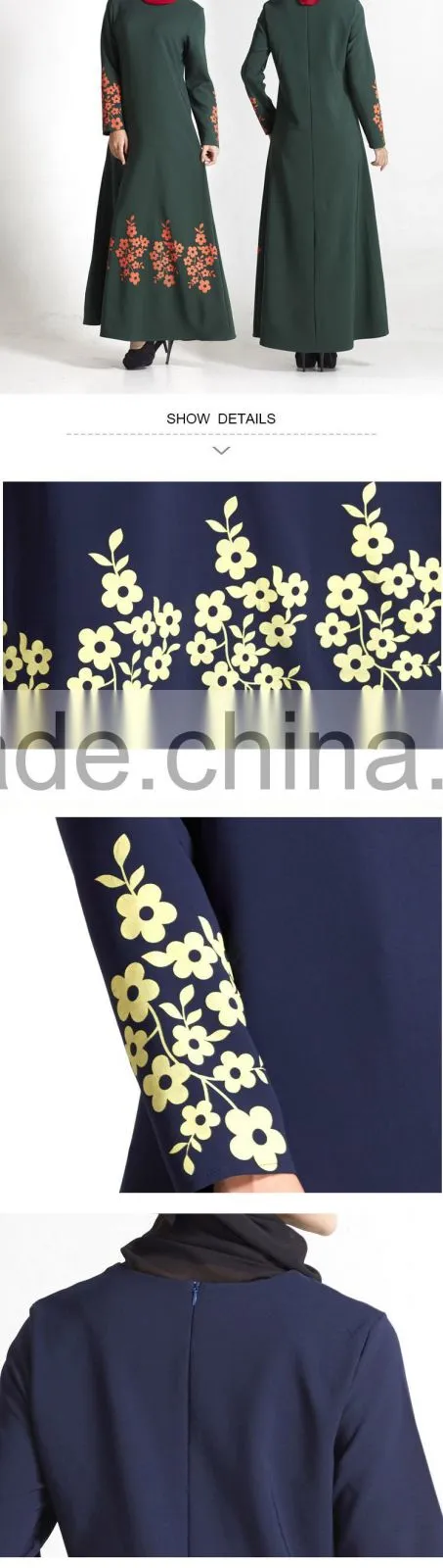 Southeast Asia Malaysia muslim women abaya kaftan floral printed long dress