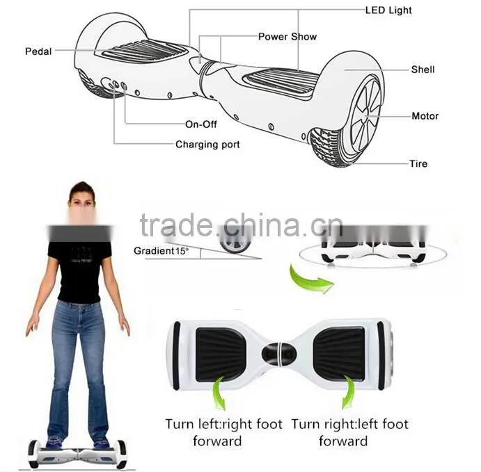2015 hot-sale two wheel smart self balance electric scooter,Bluetooth LED Light Electric Scooter