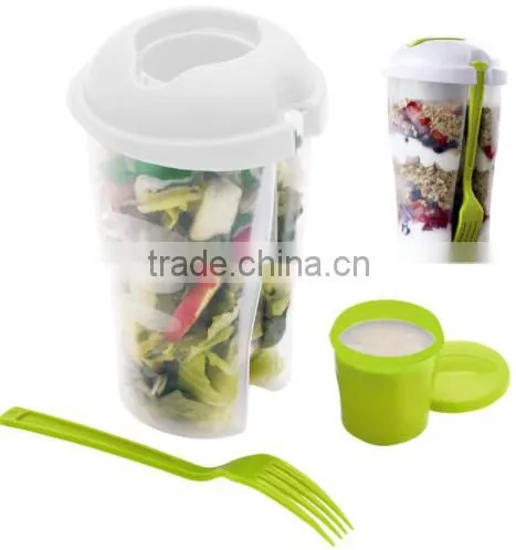 salad cup with fork 3 Piece Salad Container Set