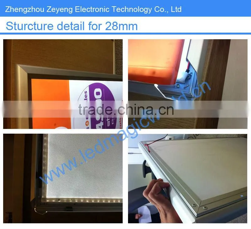 High quality portable lighted aluminum frame led backlit signs