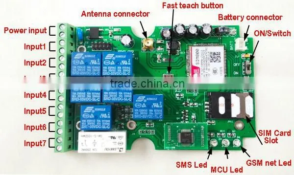 GSM relay switch controller SMS texts for switching relay with dialling-in remote control