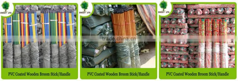Household cleaning tools plastic cover broom wooden stick brush wooden handle