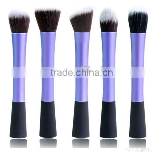 Wholesale makeup brush 7 pcs cosmetic brush set luxury gold aluminum handle private label