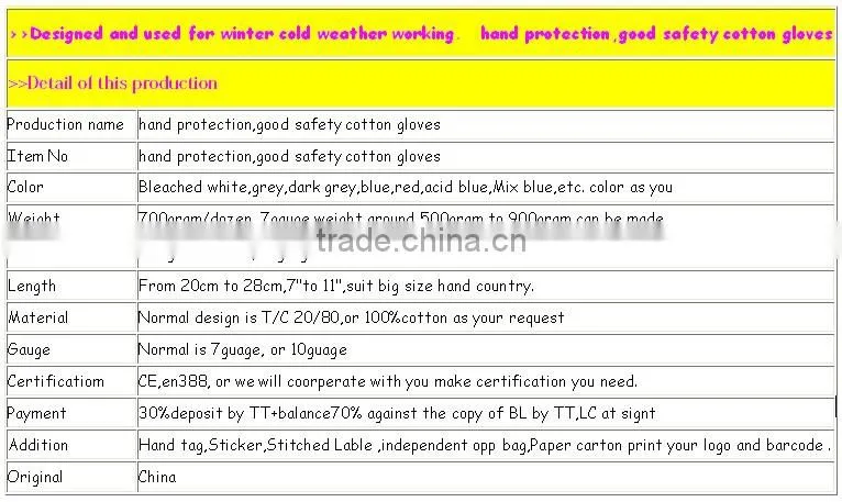 7-gauge or 10-gauge knitting cotton gloves