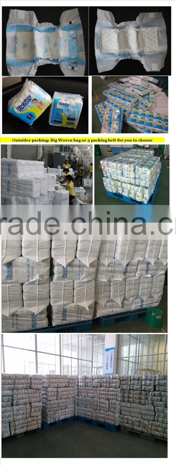 China Fujian Quanzhou Diaper Factory Best Seller Soft Breathable Encaier Baby Diaper