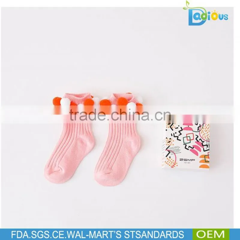 Fashion High Quality Wholesale Baby Cotton Socks Circle ball decoration kids socks