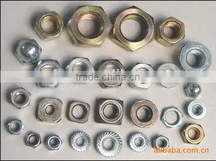 bolt nuts with spring washer/square/hexagon/flat/curved/nylon-inserted hexagon shape