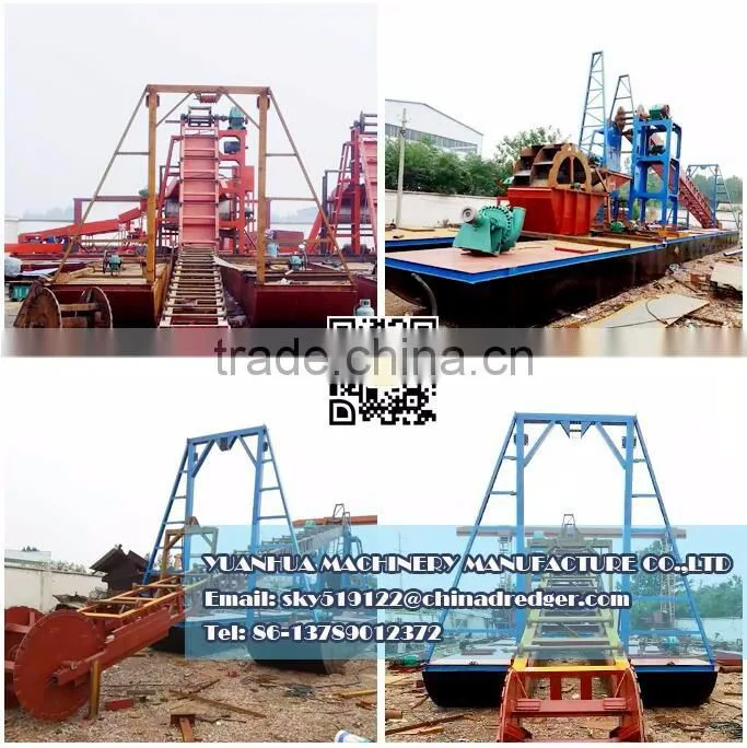 Bucket chain dredger with trommel dredging for gold