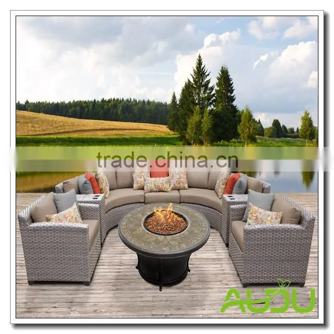 Audu Outdoor Furniture Wicker Round Lounge Garden Set