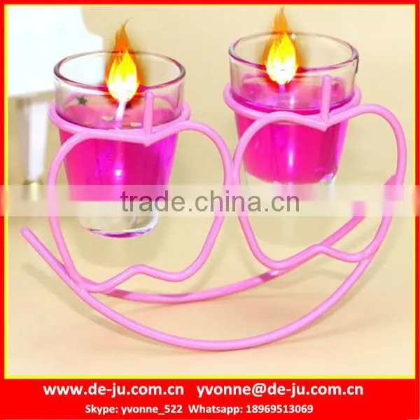 Two Star Steel Holder Red Gel Wax Made Jelly Candle