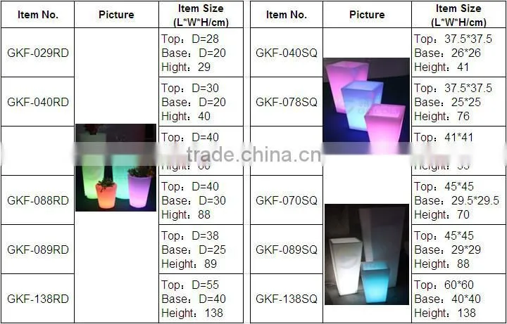 GLACS Control Long Square Flower Pot LED Battery Lighted Garden Flower Pot