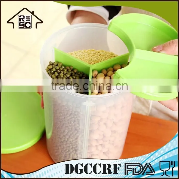 NBRSC Kitchen Divided Plastic Sealed Box Dry Food Storage Crisper Cereal Container with Lids