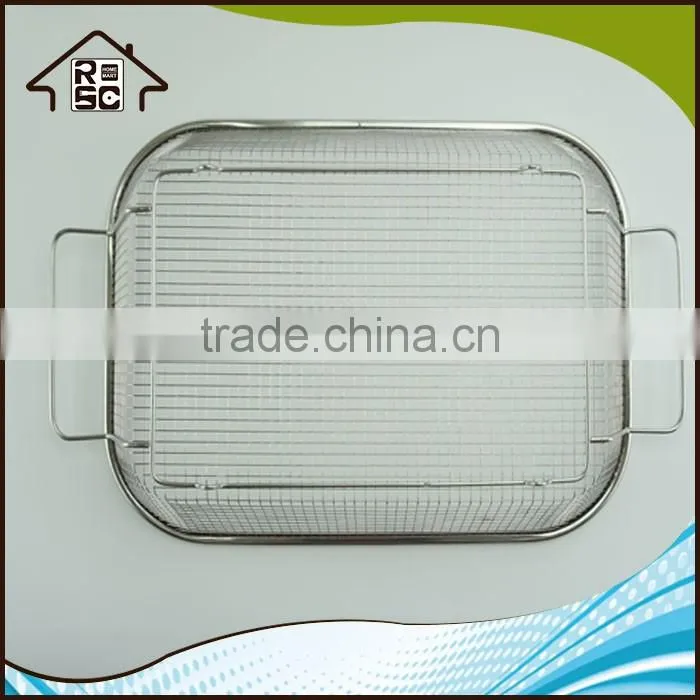 NBRSC Reliable Company Stainless Steel Mesh Roasting Frying Pan Grill Basket