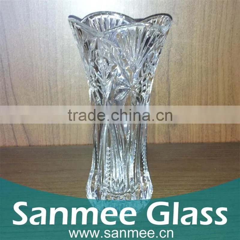 Flower Embossed Crystal Home Decoration Vase