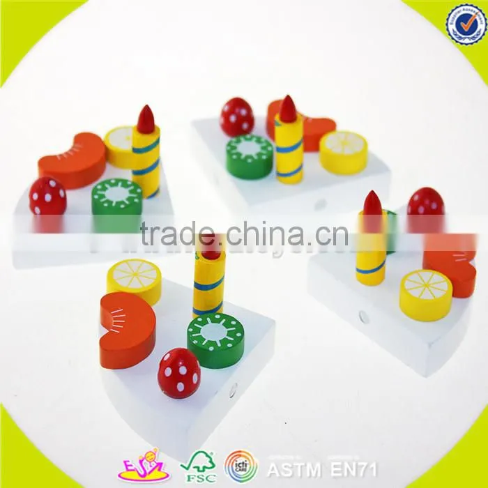 wholesale baby wooden toy cake, educational kids wooden birthday cake toy, funny children wooden birthday cake toy W10B104