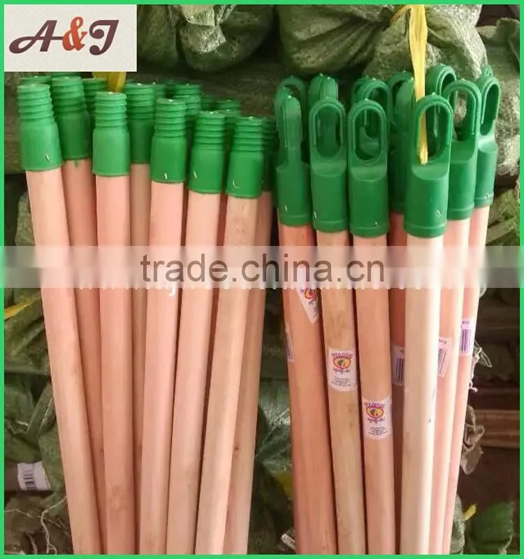 Natural Wooden Mop Handle with Plastic Italian Screw and Long Cap