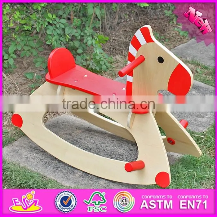 2017 new design children funny wooden ride on horse toy W16D108