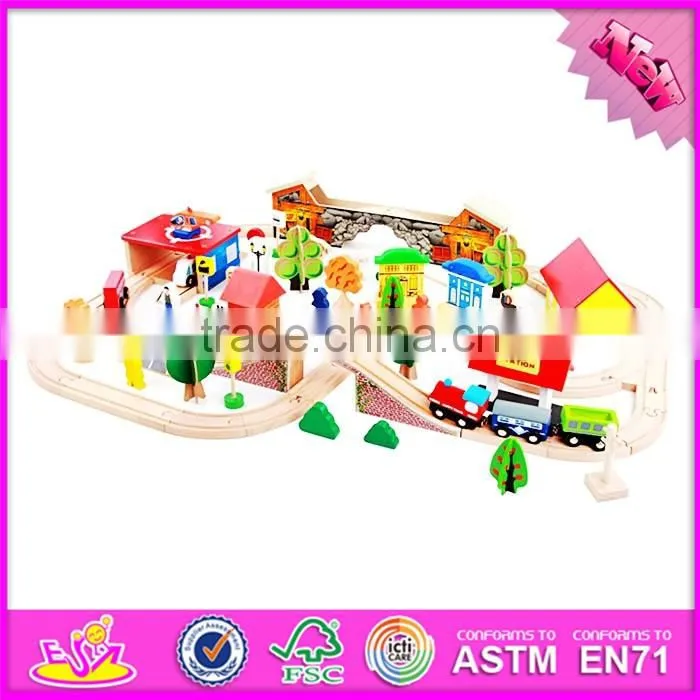 2017 Most popular funny activity toys kids wooden toy train sets W04C068
