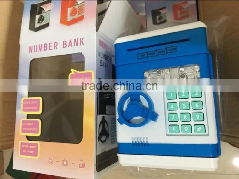UCHOME ATM piggy bank, automatically save Safe money saving box ,Mini cartoon piggy bank saving money