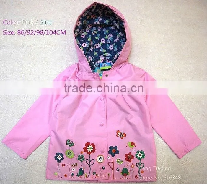 New 2015 Topolino girls coats and jackets trench coat for girl hood kids trench coat pattern spring girl's jacket blue