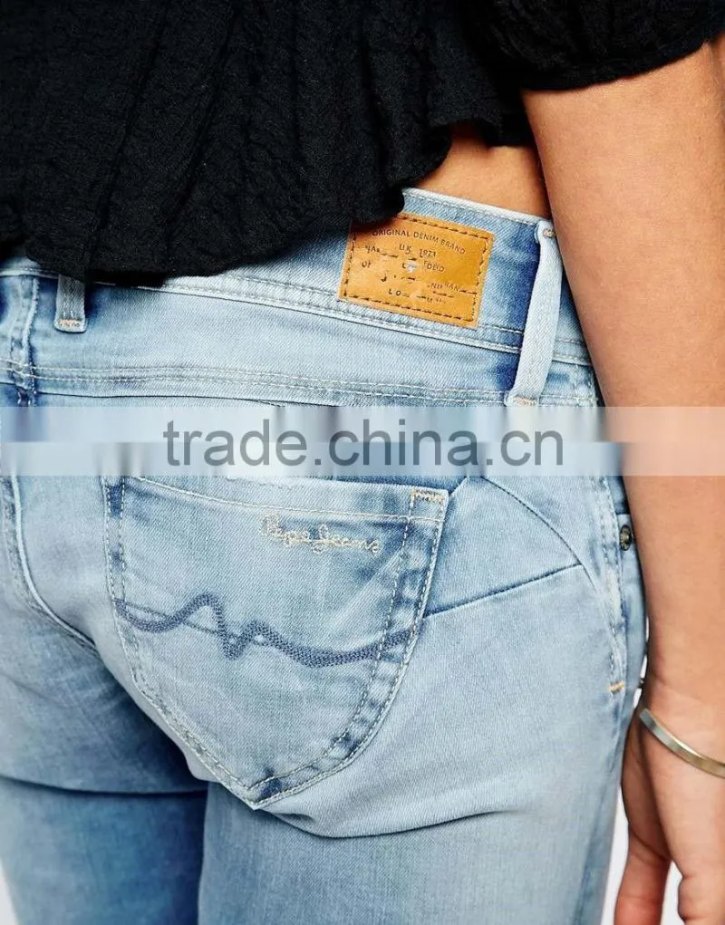 China factory wholesale women new design pattern jeans pants