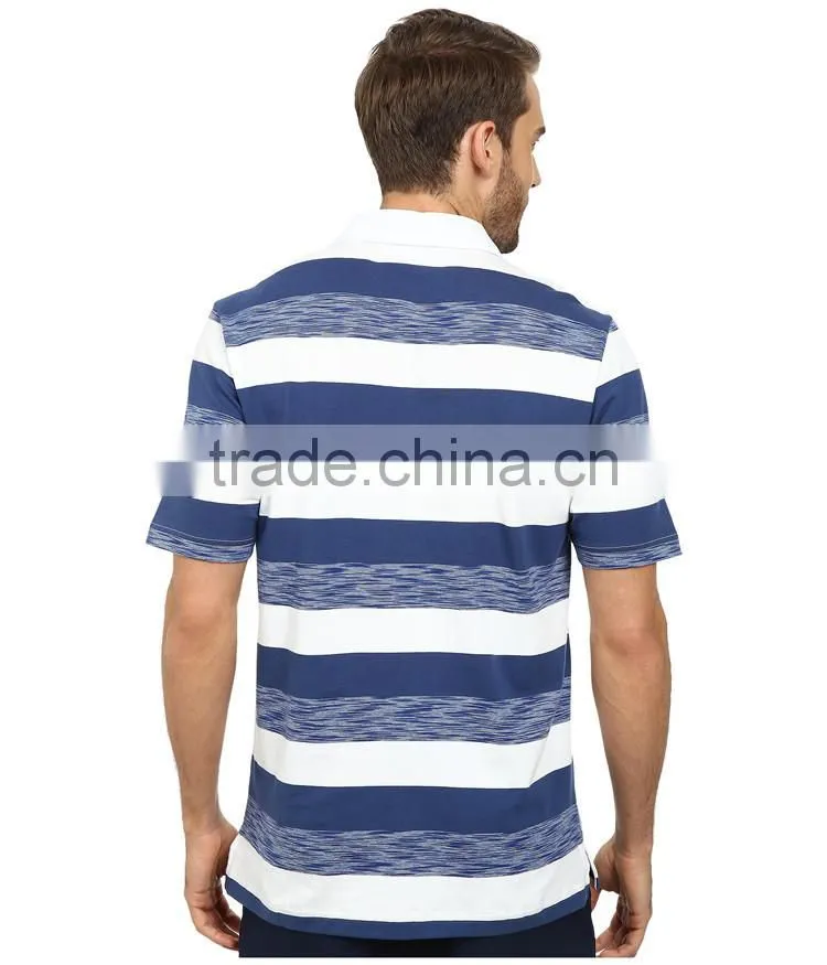 Custom cheap blue striped polo shirts for mens slim fit