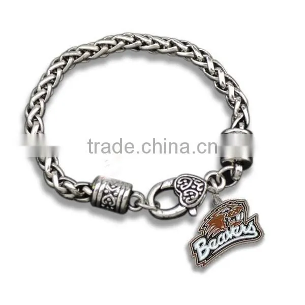 European style twist bracelet Fire girl heart charms bracelet unique design alloy charm chain bracelet