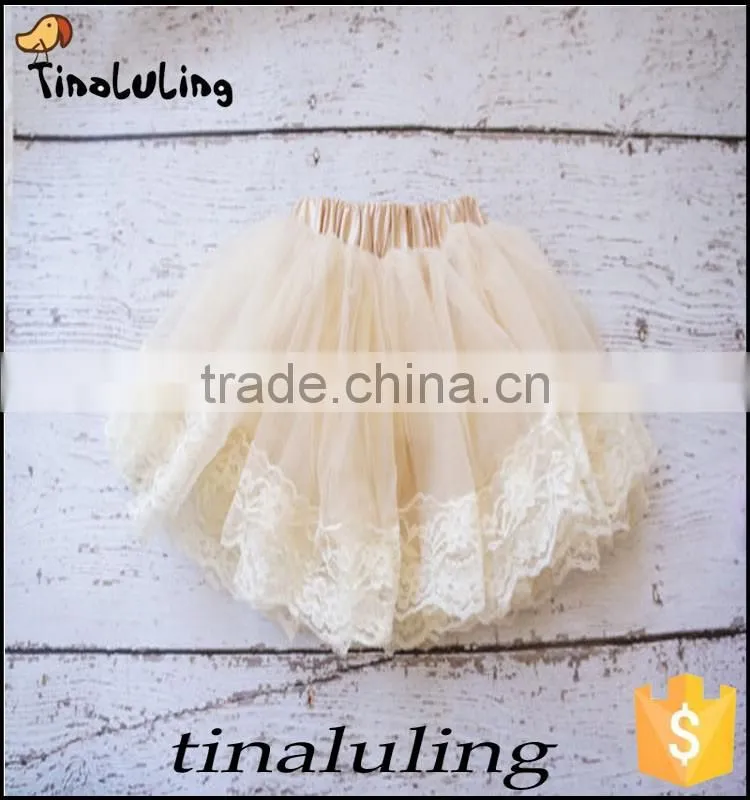 fashion new baby girls cream lace pettiskirts kids tutu skirts for 2-8 years fluffy tutus