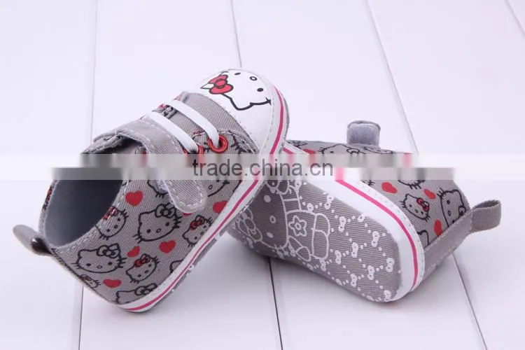 2014 wholesale baby shoes girls gray hello kitty infant shoe girls cavans kitty shoes