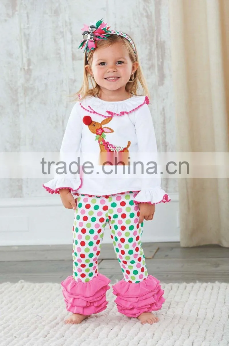 Kids Christmas Outfit Girls Ruffle New Years Clothes Sets Boutique