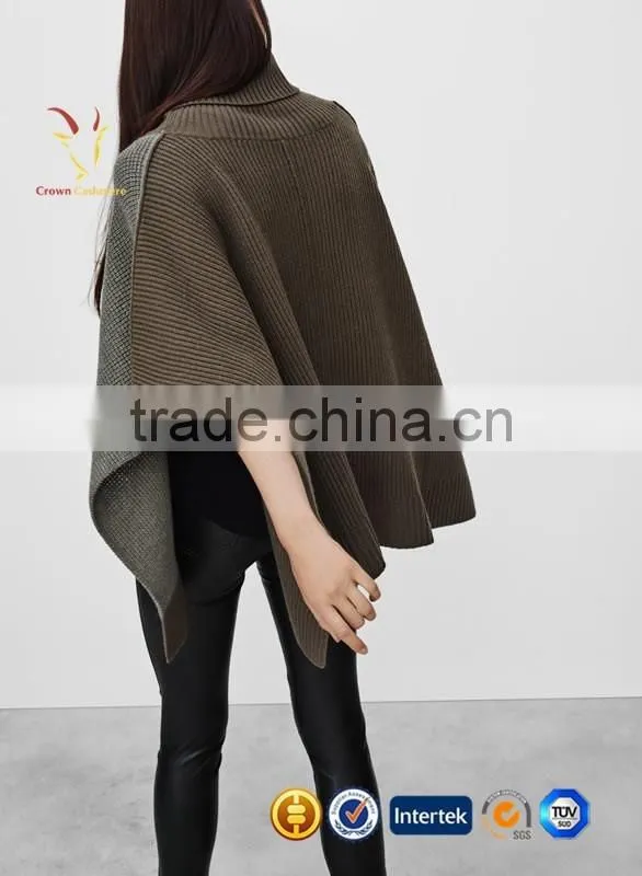 Women Winter Knitted Cashmere Poncho,Turtleneck Poncho for Women