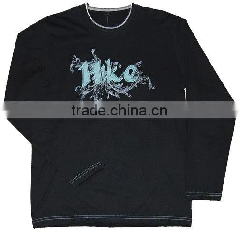 mens long sleeve and cotton t-shirt with crew neck