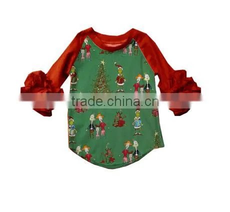new wholesale kids clothing baby girls long sleeve deer raglan shirt toddler girls tee shirt for christmas