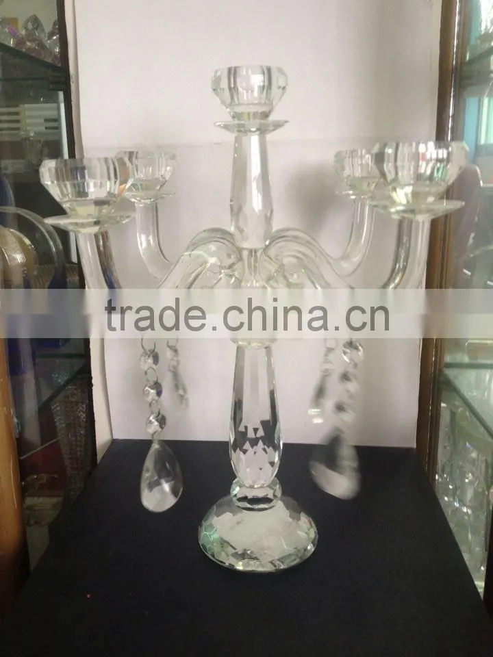 wholesale cheap tall crystal glass candelabra crystal candle holder for centerpieces wedding
