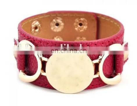 Suede Leather Open Cuff Stone Bracelet